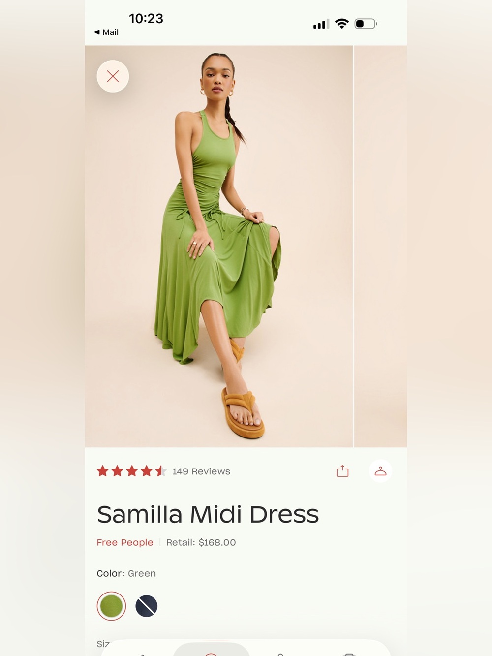 Free people green samilla midi dress
